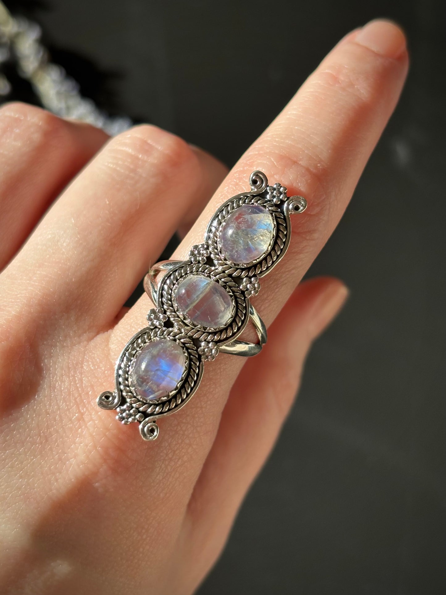 Size 9 - Triple Moonstone Ring