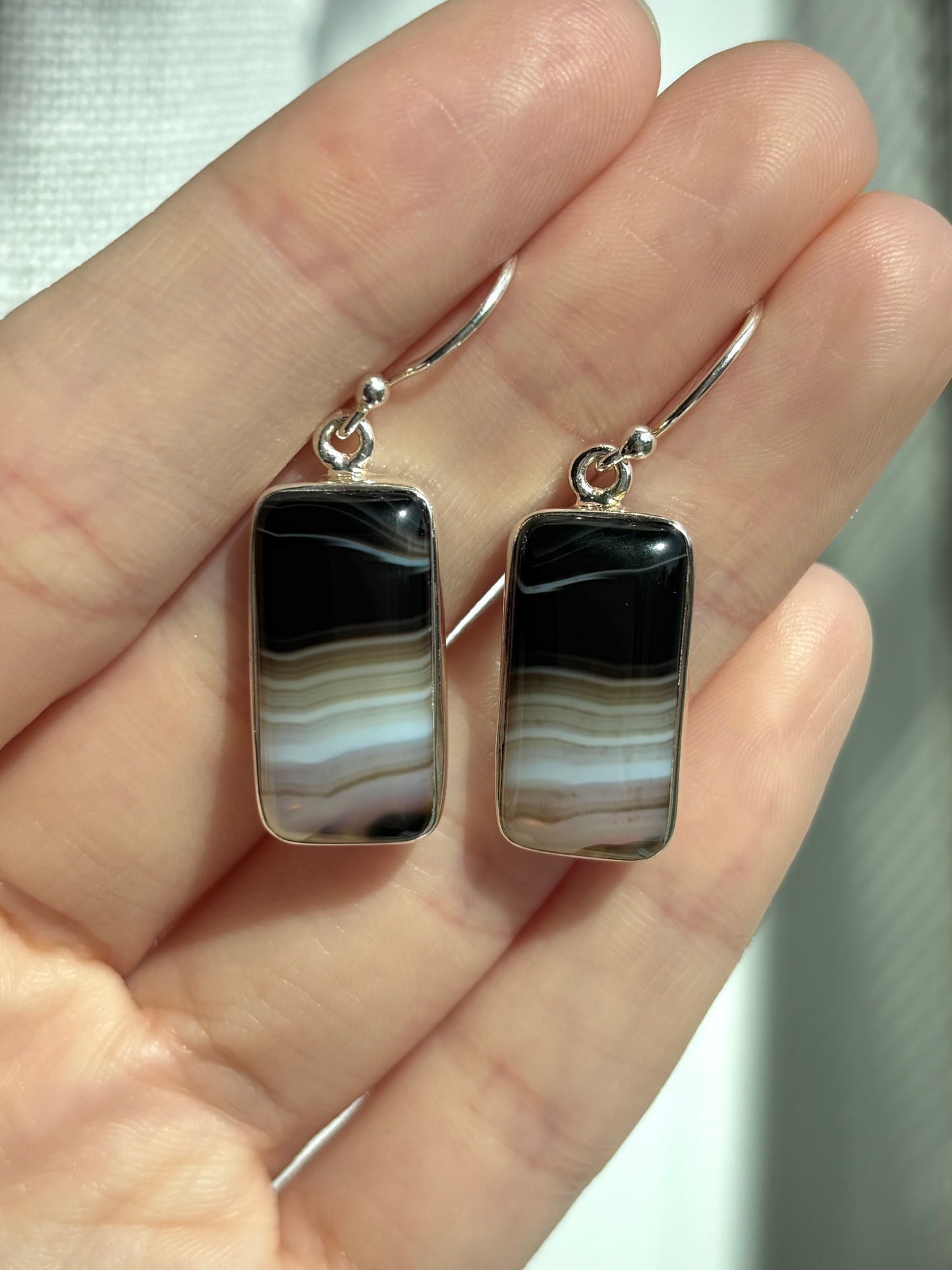 Black Banded Agate Earrings