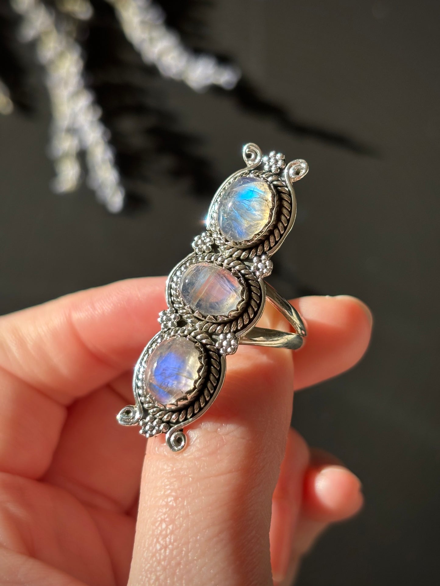 Size 9 - Triple Moonstone Ring