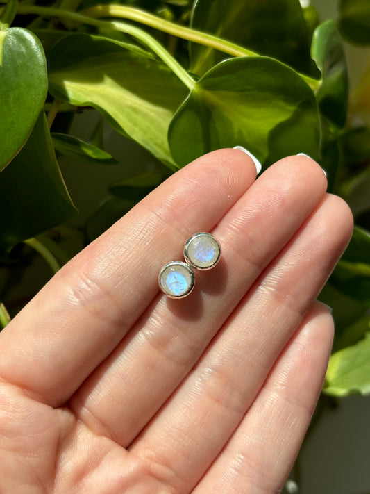Round Moonstone Studs