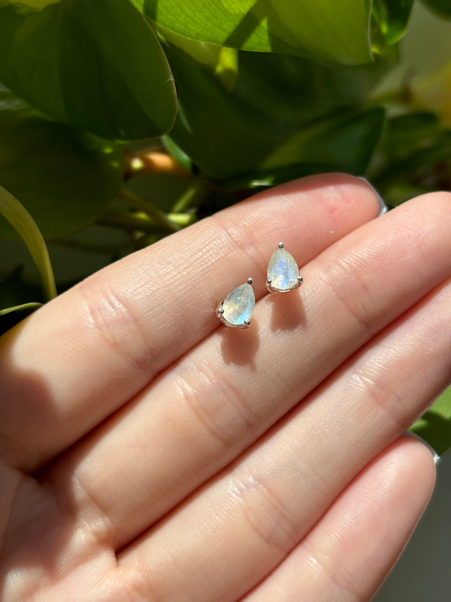 Teardrop Moonstone Studs