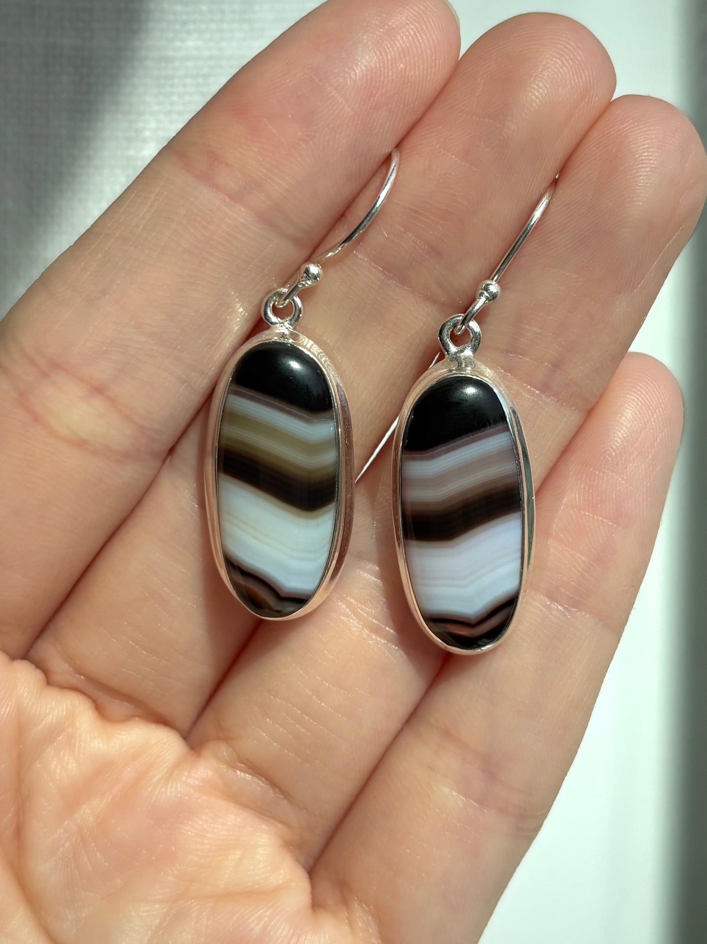 Black Banded Agate Earrings