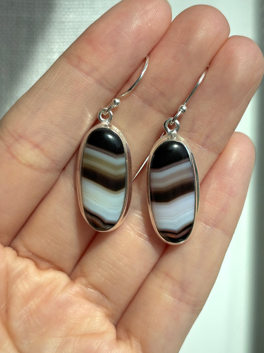 Black Banded Agate Earrings