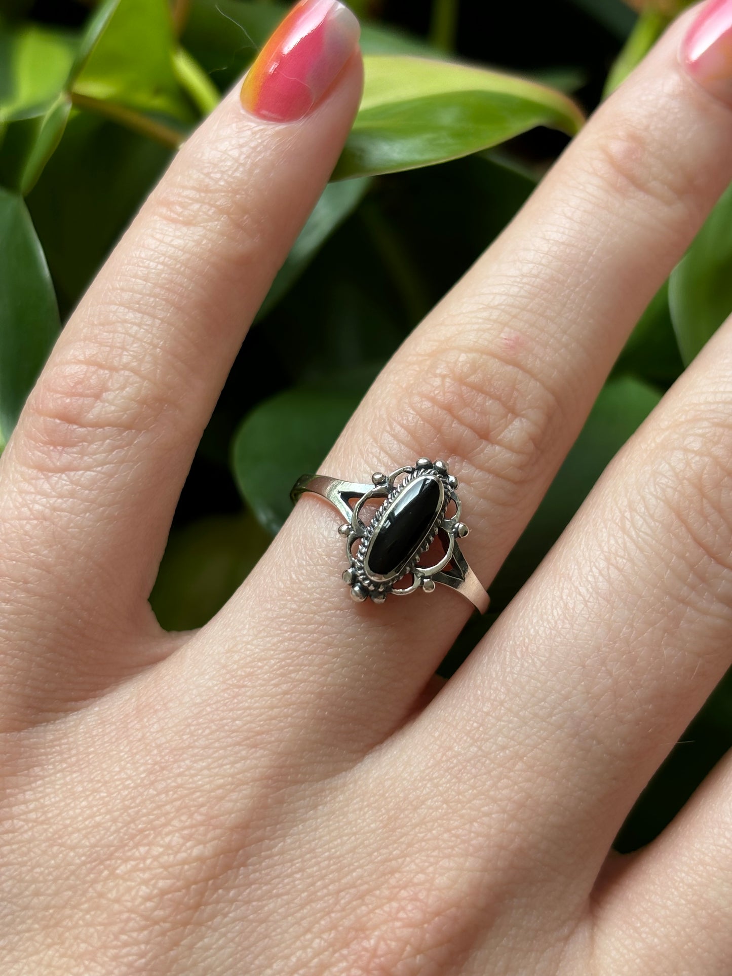 Dainty Black Enamel Ring