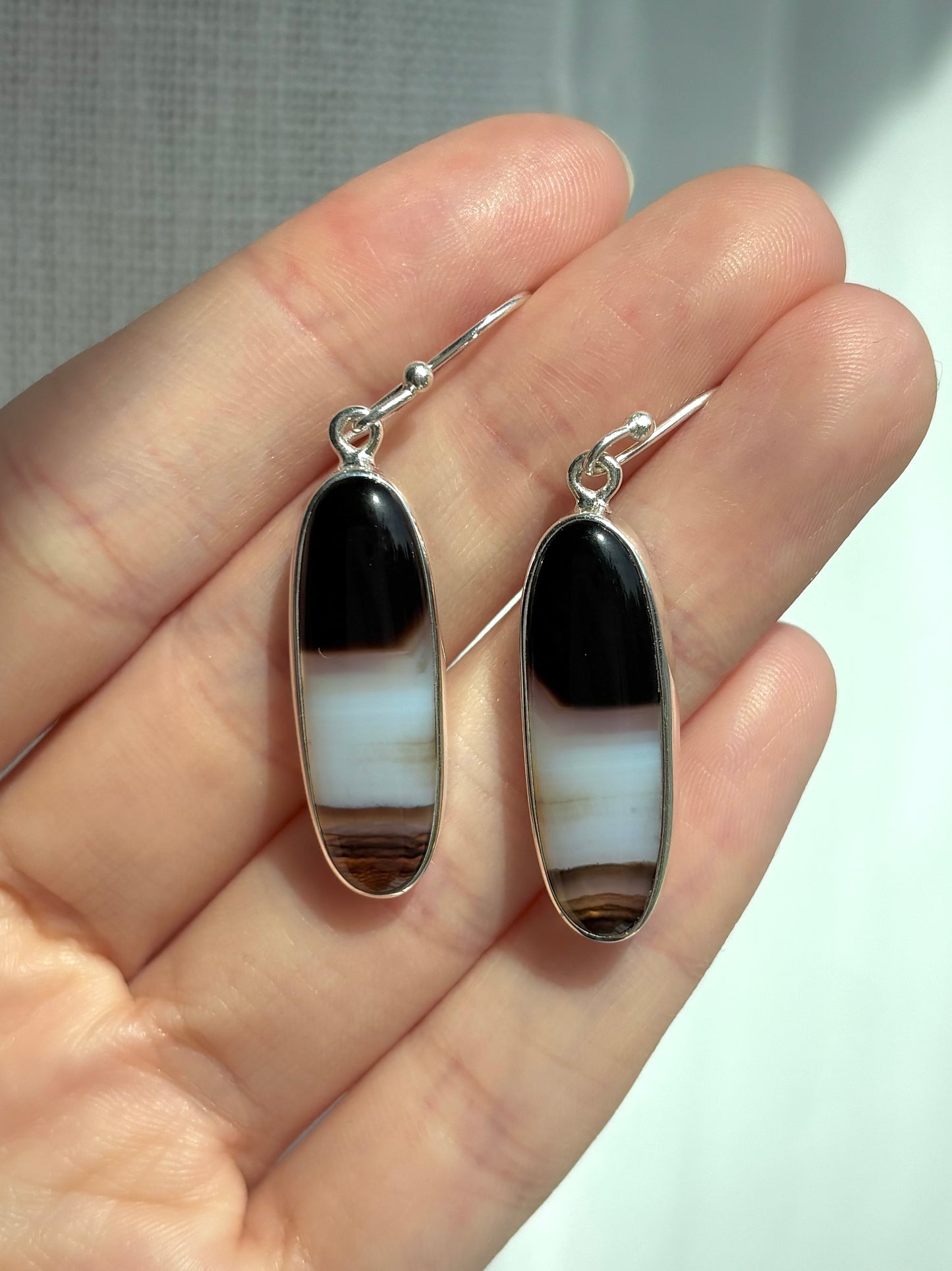 Black Banded Agate Earrings